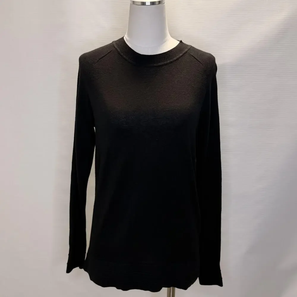 Lululemon Sweater Womens Medium Black Cashmere Cotton Crewneck Knit Pullover